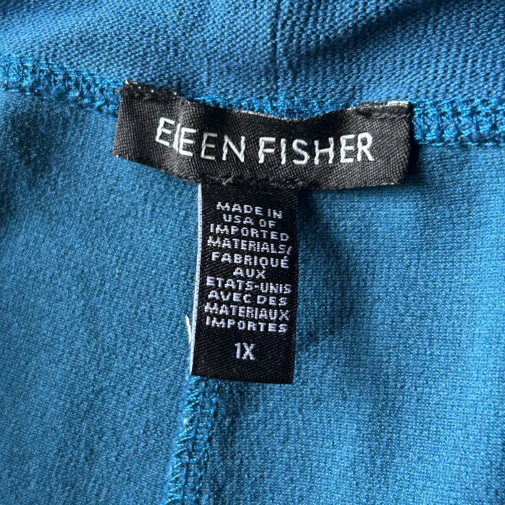 Eileen Fisher Ankle Pants 1X Teal Blue Stretch Jersey Pull On - Picture 4 of 7